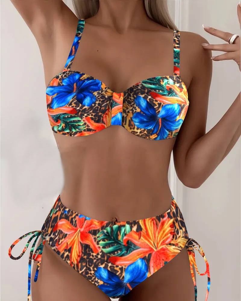 Bikini Bralette Léopard Imprimé Fleuri