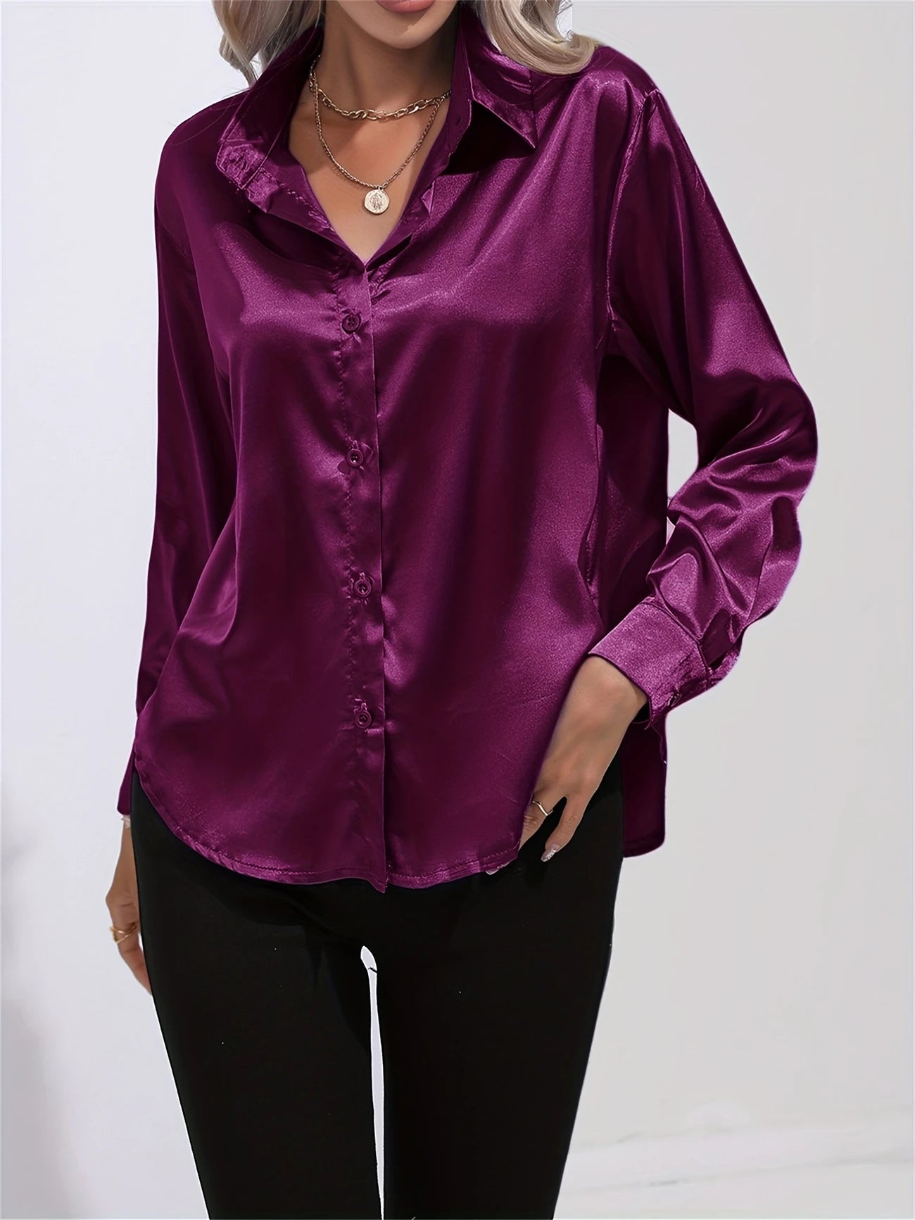 Ligne™ | Chemisier en satin polyester