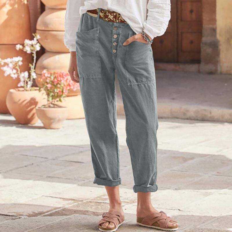 Ligne™ | Pantalon lin braguette boutonnée