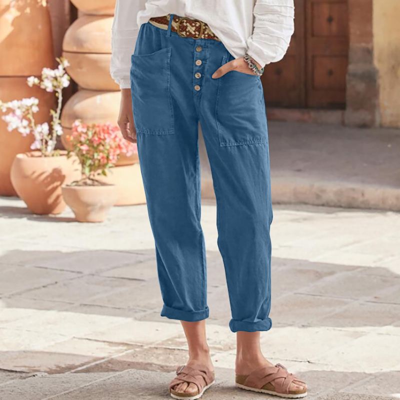 Ligne™ | Pantalon lin braguette boutonnée