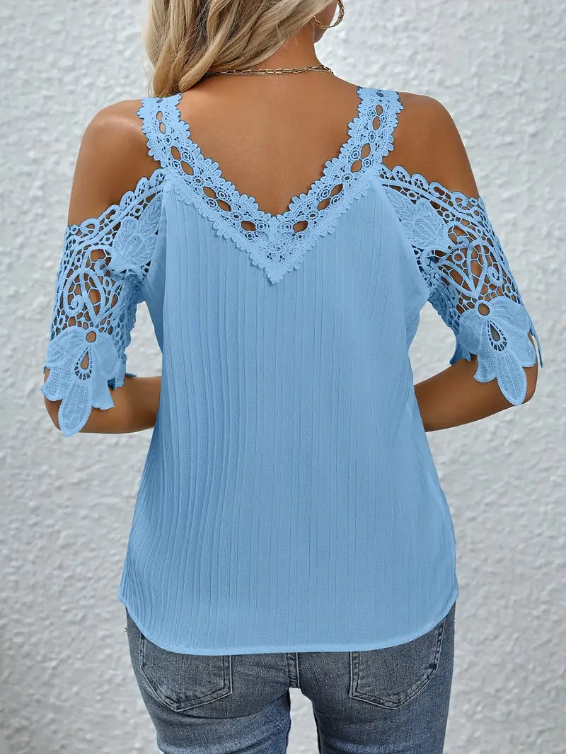 Ligne™ | Blouse avec dentelle contrastante