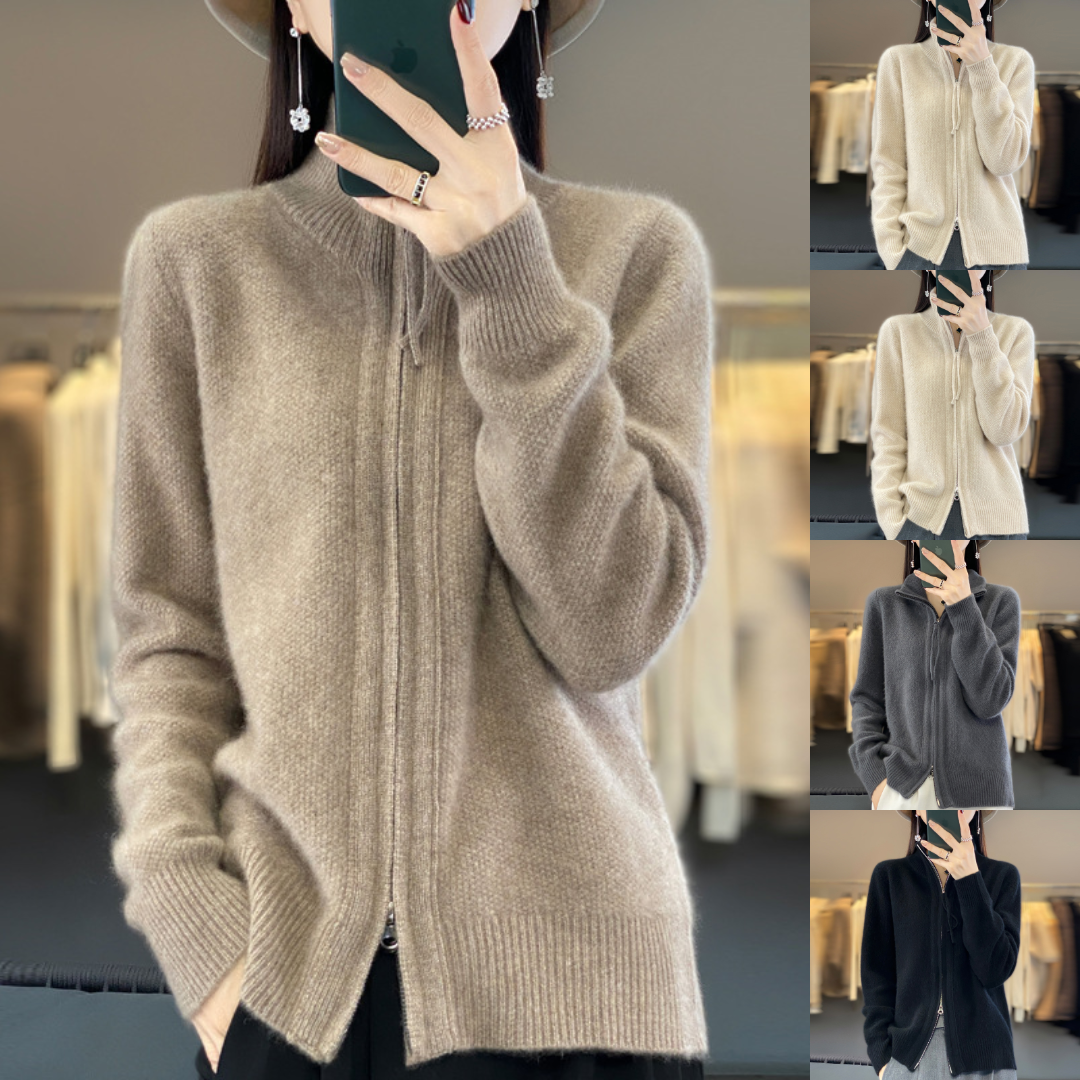 Ligne™ | Cardigan zippé en cachemire 100% laine
