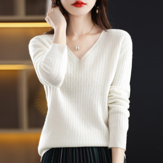 Ligne™ | Pull col V cachemire