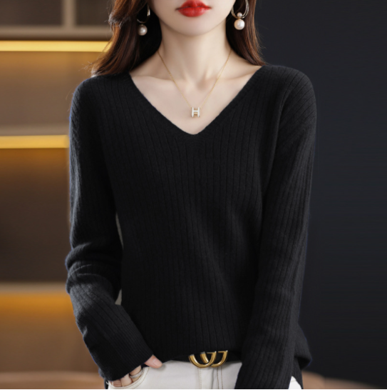Ligne™ | Pull col V cachemire