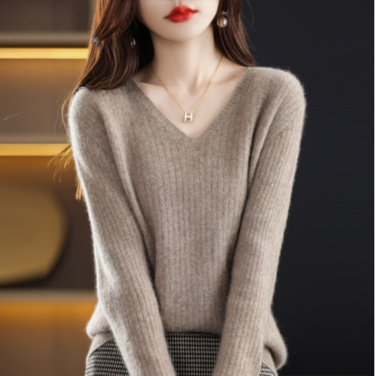 Ligne™ | Pull col V cachemire