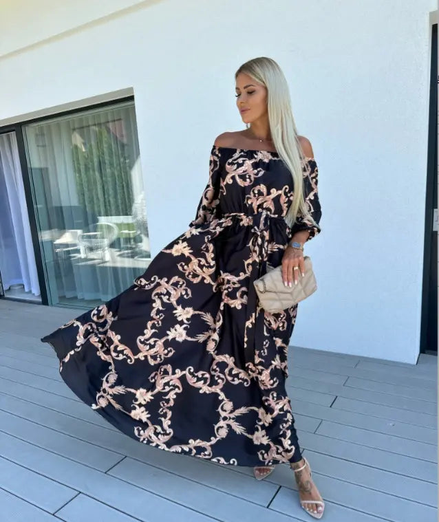 Ligne™ | Robe tendance col bateau imprimée