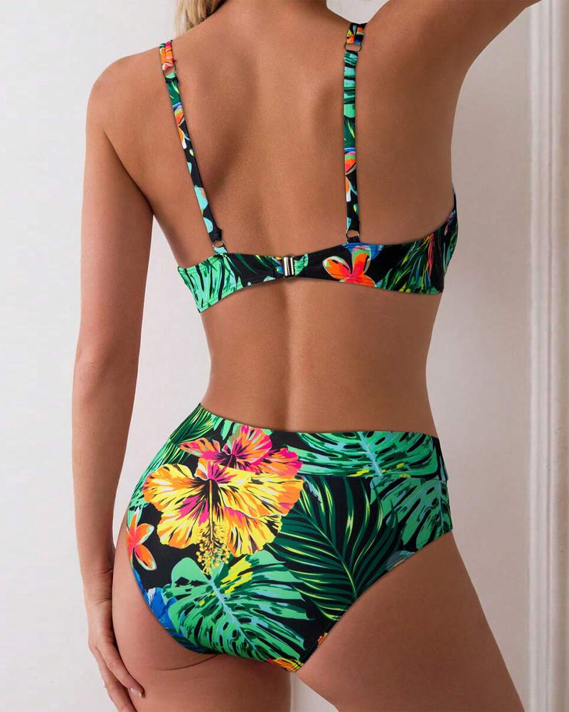 Bikini Sexy Imprimé Soutien-Gorge Push-Up Triangle