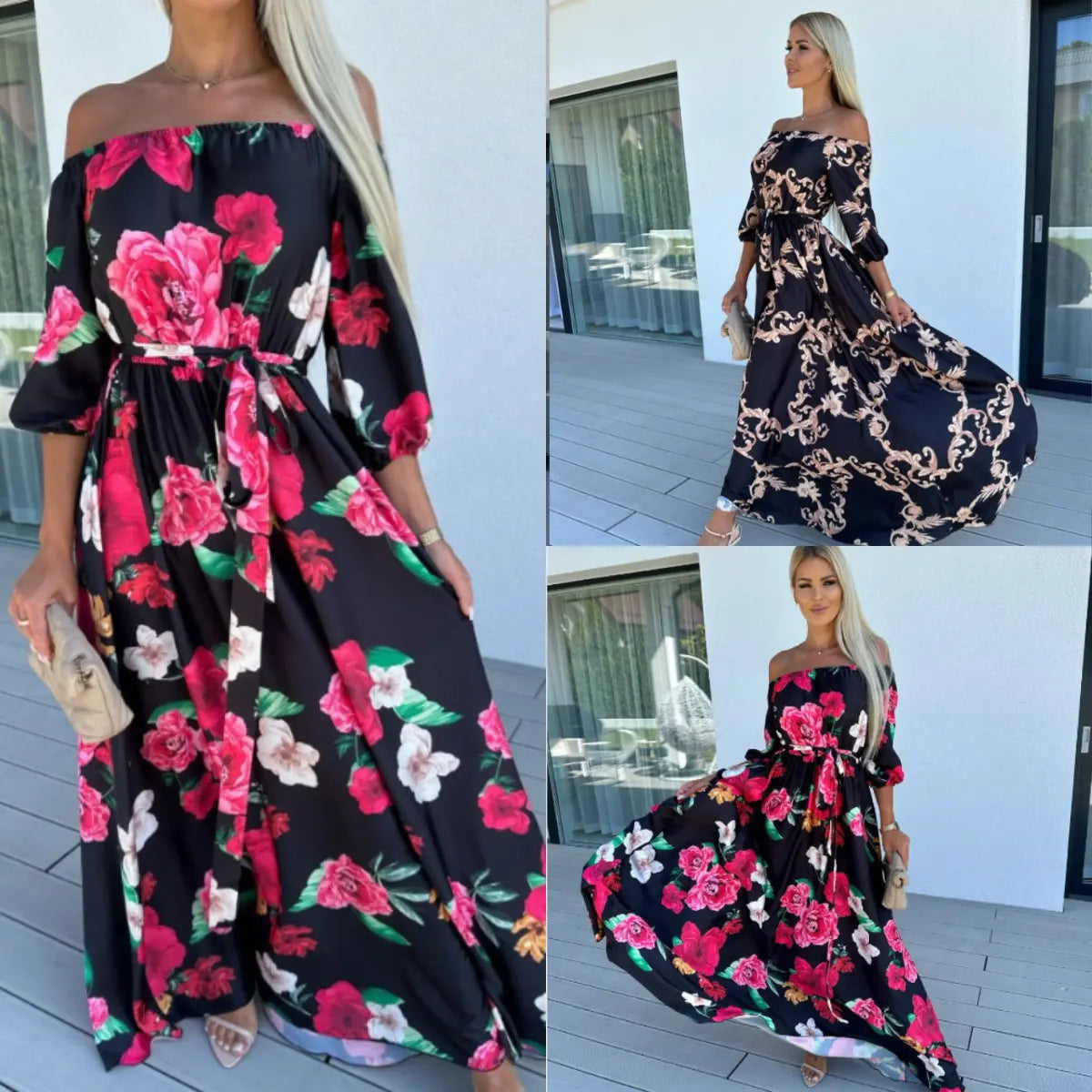 Ligne™ | Robe tendance col bateau imprimée
