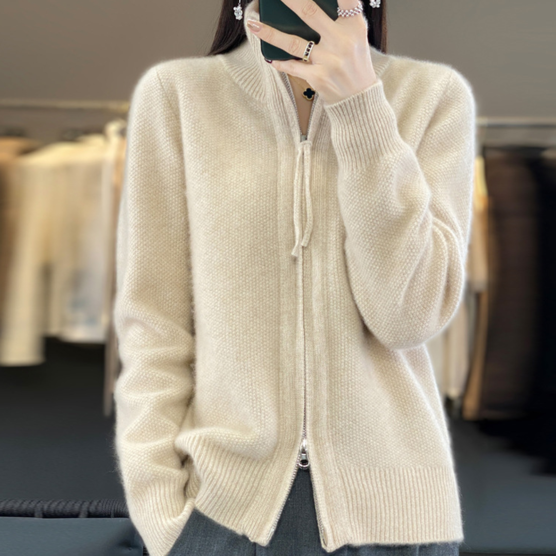 Ligne™ | Cardigan zippé en cachemire 100% laine