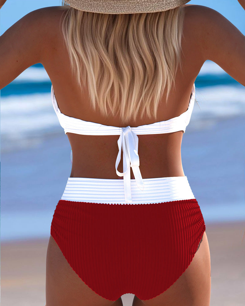 Bikini Couleur Contrastée Sexy Deux Pièces
