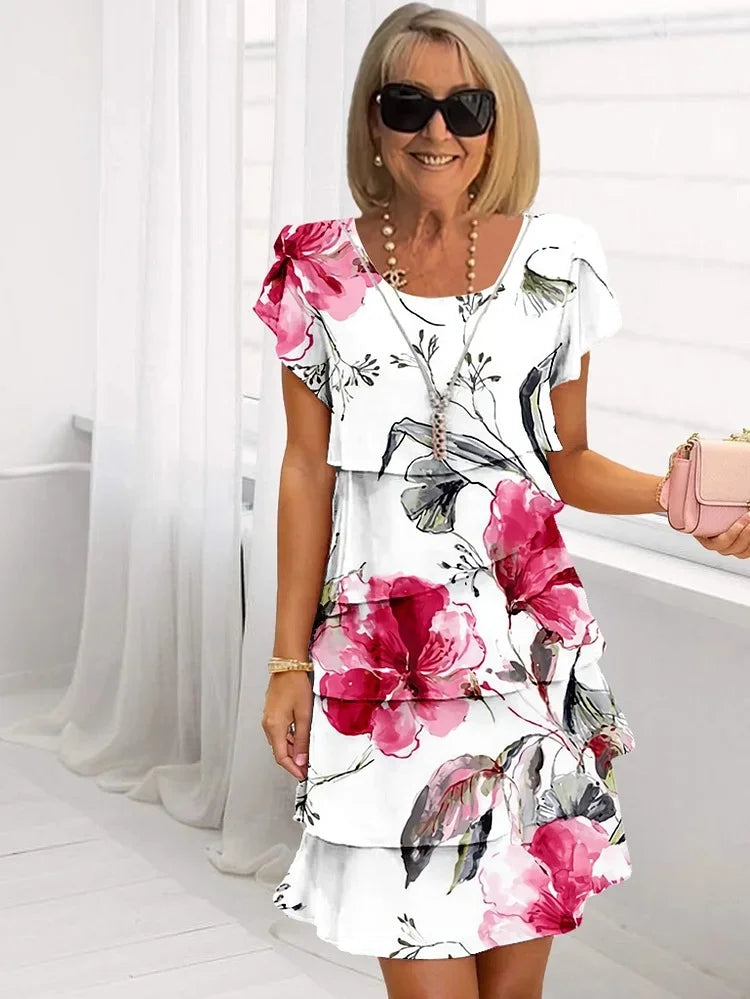 Ligne™ | Robe Fleurie Plissée à Volants