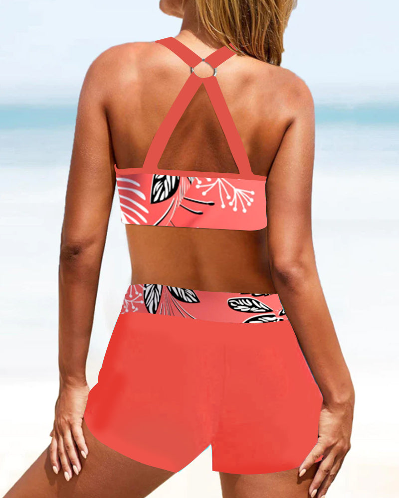Bikinis Taille Haute Imprimé Feuilles