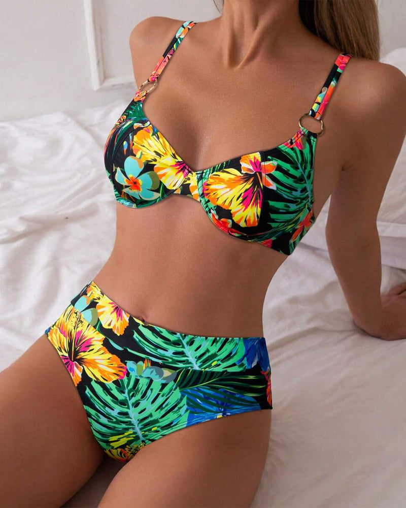 Bikini Sexy Imprimé Soutien-Gorge Push-Up Triangle