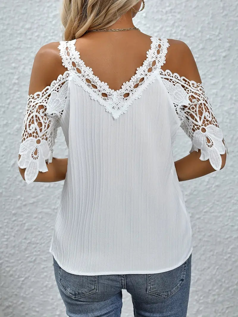 Ligne™ | Blouse avec dentelle contrastante