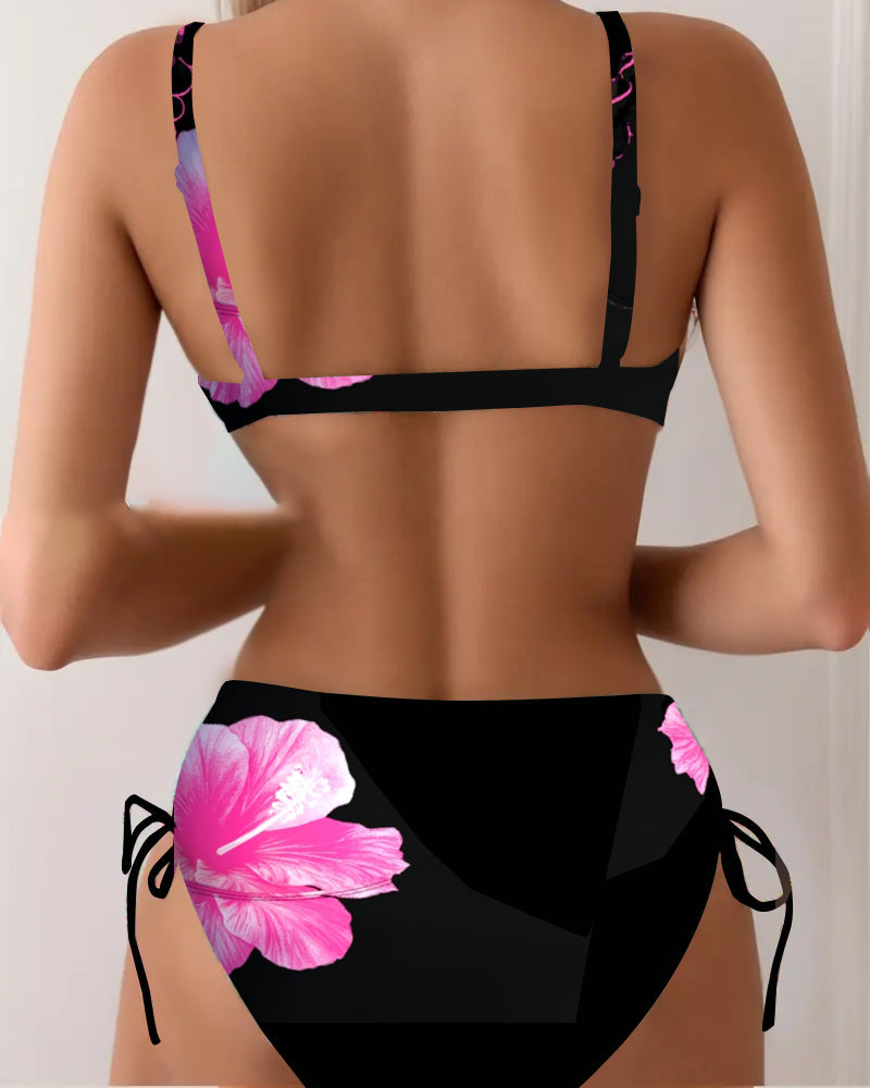 Bikini Triangle Cordon Imprimé Fleuri