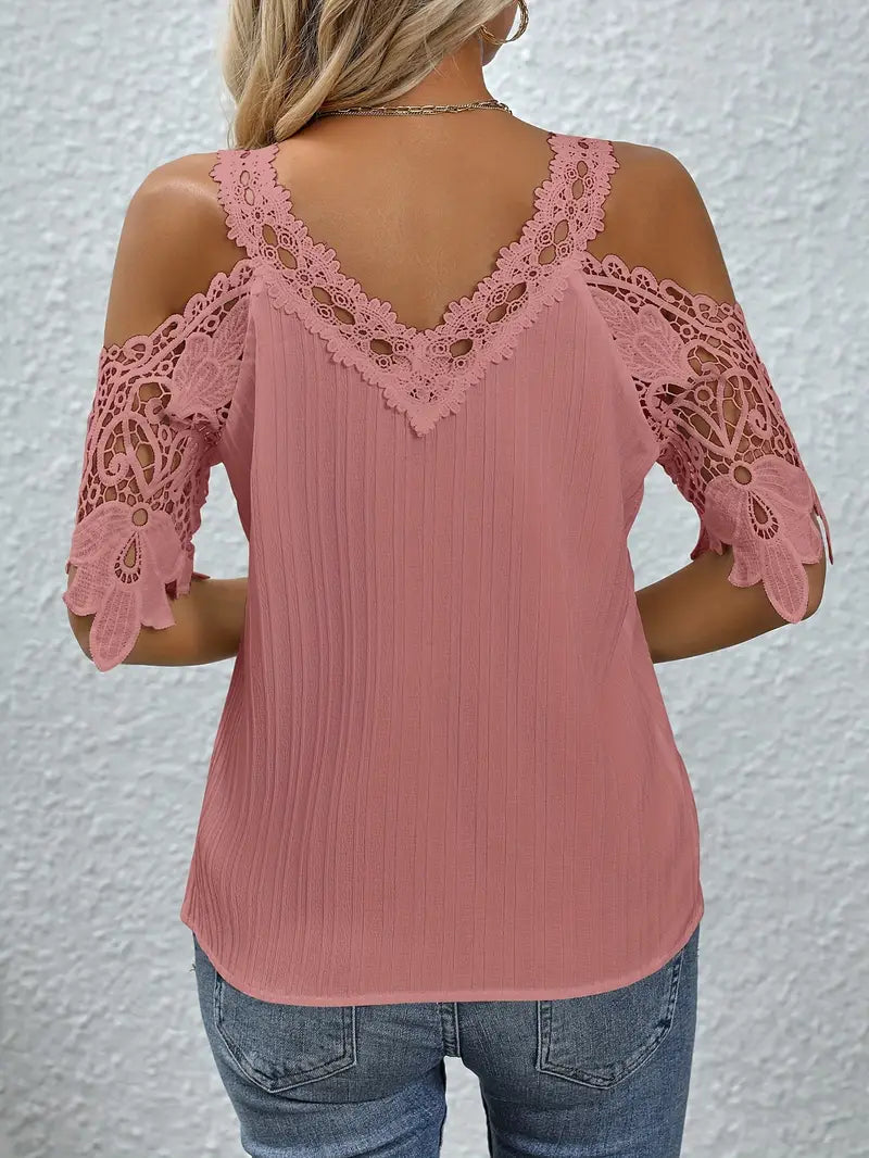 Ligne™ | Blouse avec dentelle contrastante
