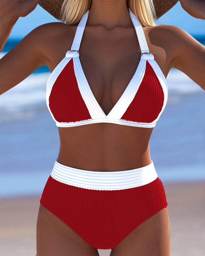 Bikini Couleur Contrastée Sexy Deux Pièces