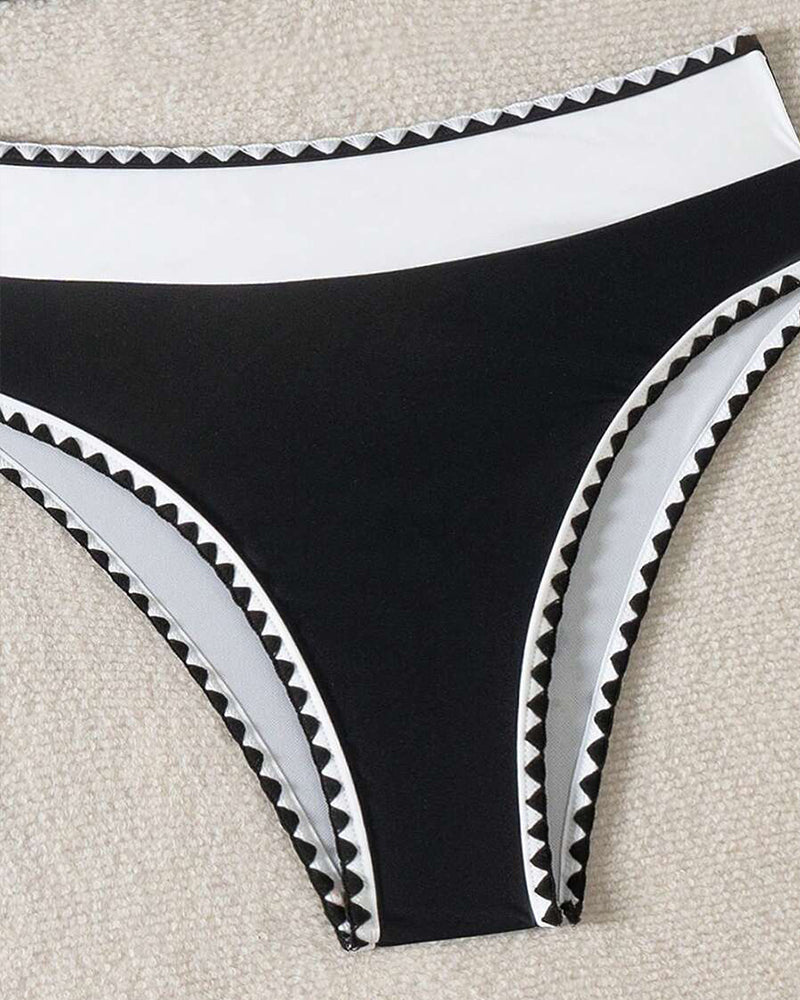 Bikini Sexy Couleur Contrastée Fendu Triangle