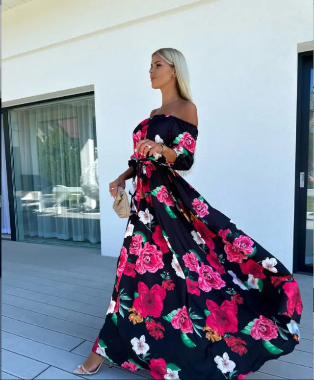 Ligne™ | Robe tendance col bateau imprimée