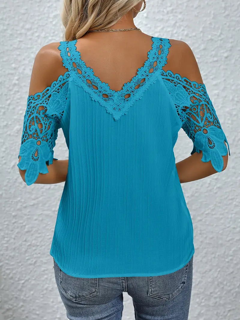 Ligne™ | Blouse avec dentelle contrastante