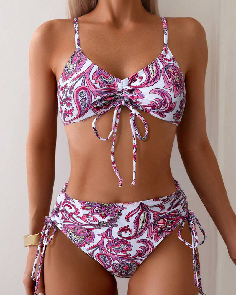 Bikini Imprimé Floral Sexy Lacé