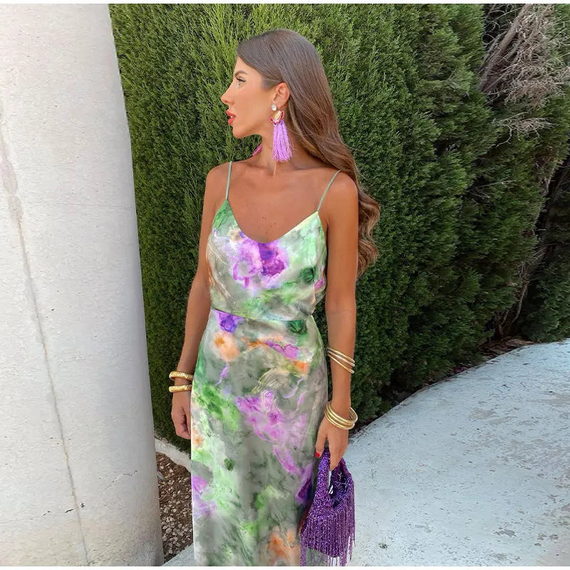 Anisten™ | Robe Longue Femme Imprimé Halo-Dye Été Bohème