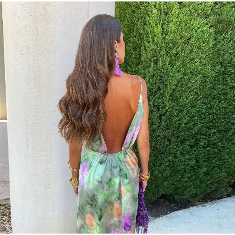 Anisten™ | Robe Longue Femme Imprimé Halo-Dye Été Bohème