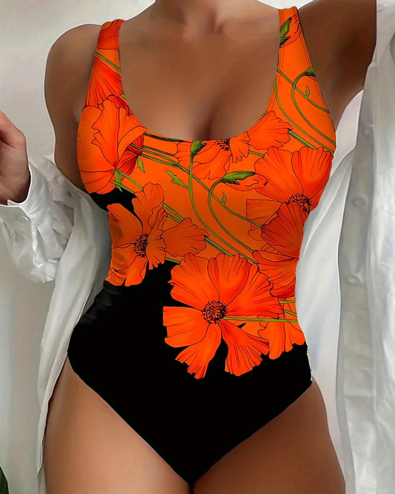 Maillot de Bain Débardeur Positionnement Fleur Monopièce