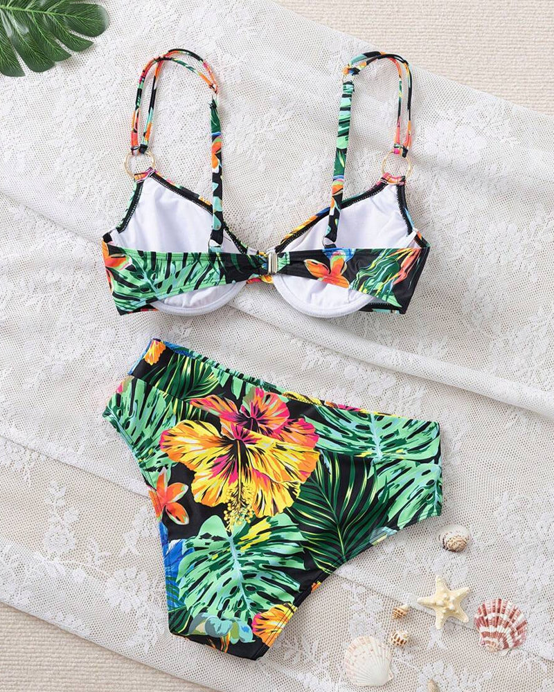 Bikini Sexy Imprimé Soutien-Gorge Push-Up Triangle