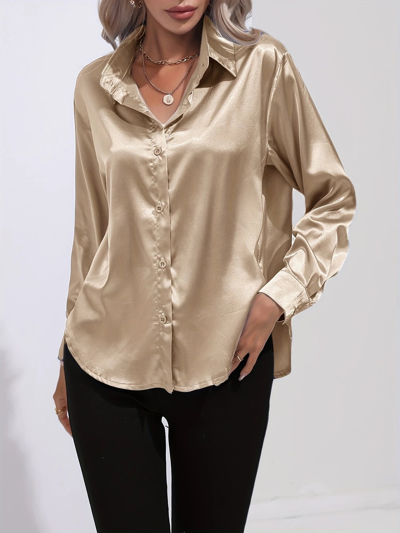 Ligne™ | Chemisier en satin polyester