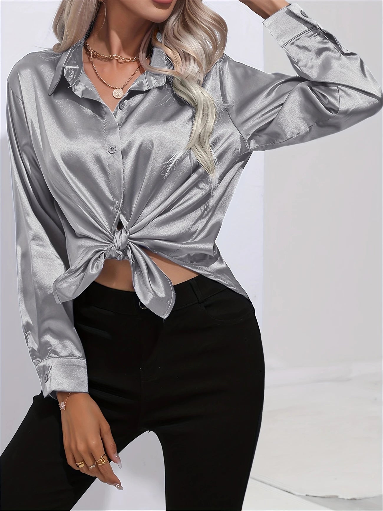 Ligne™ | Chemisier en satin polyester