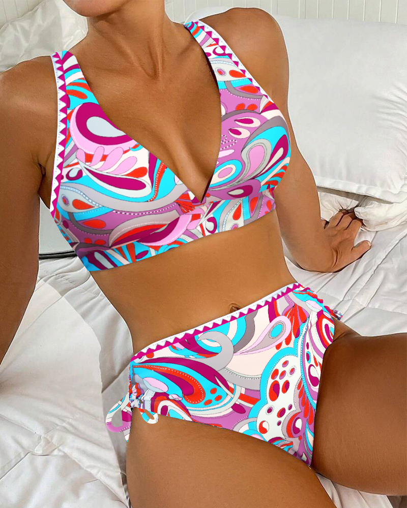 Bikini Sexy Soutien-Gorge Deux Pièces Imprimé