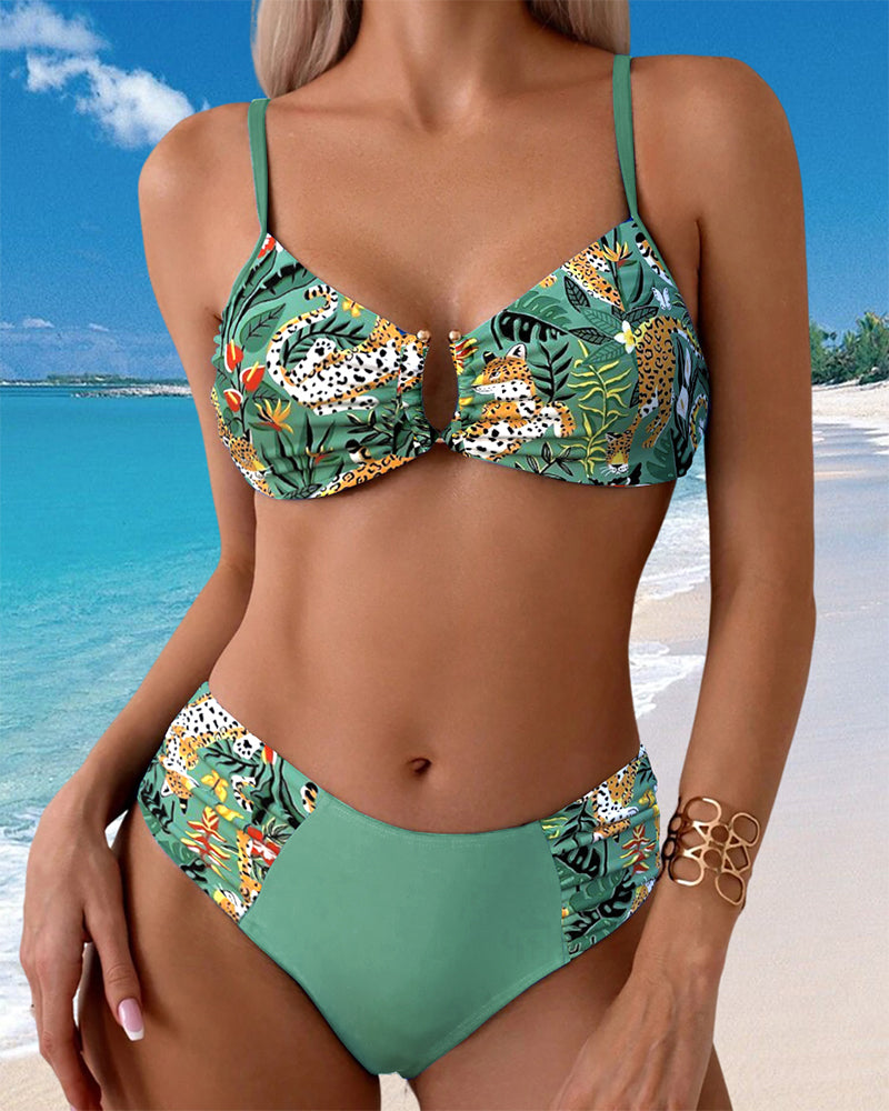 Bikini Sexy Soutien-Gorge Deux Pièces Imprimé