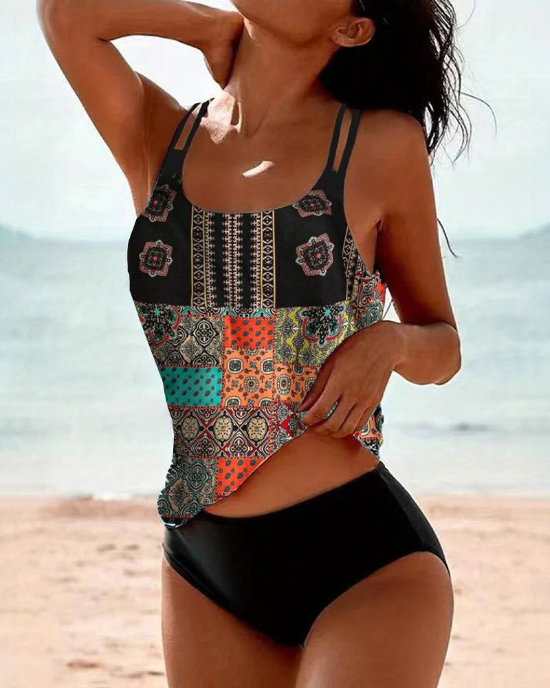 Maillot de bain décontracté vacances rétro triangle deux pièces