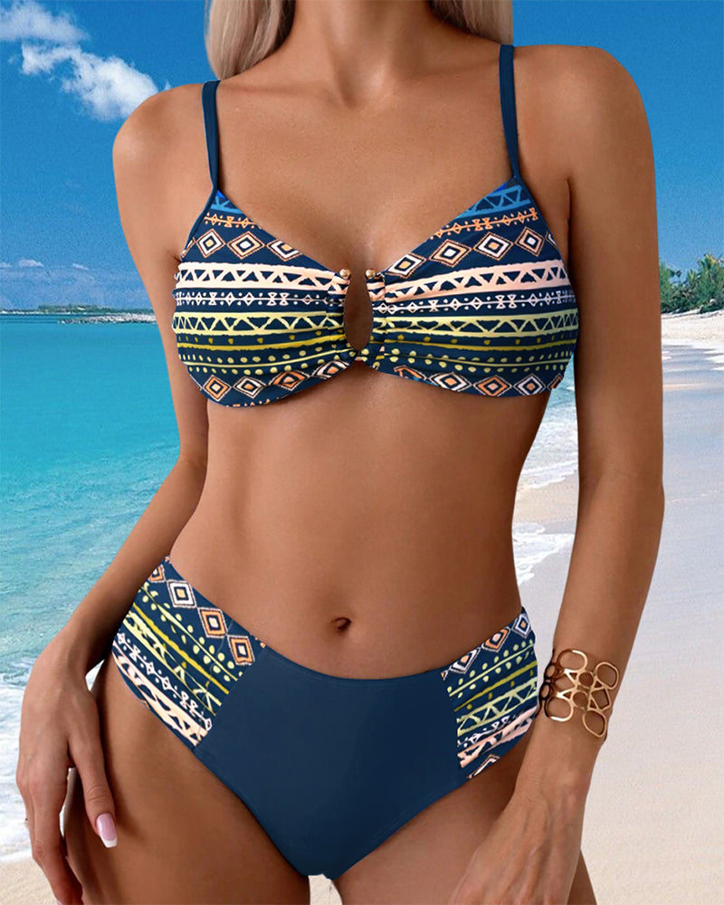 Bikini Imprimé Style Vacances Sexy Deux Pièces