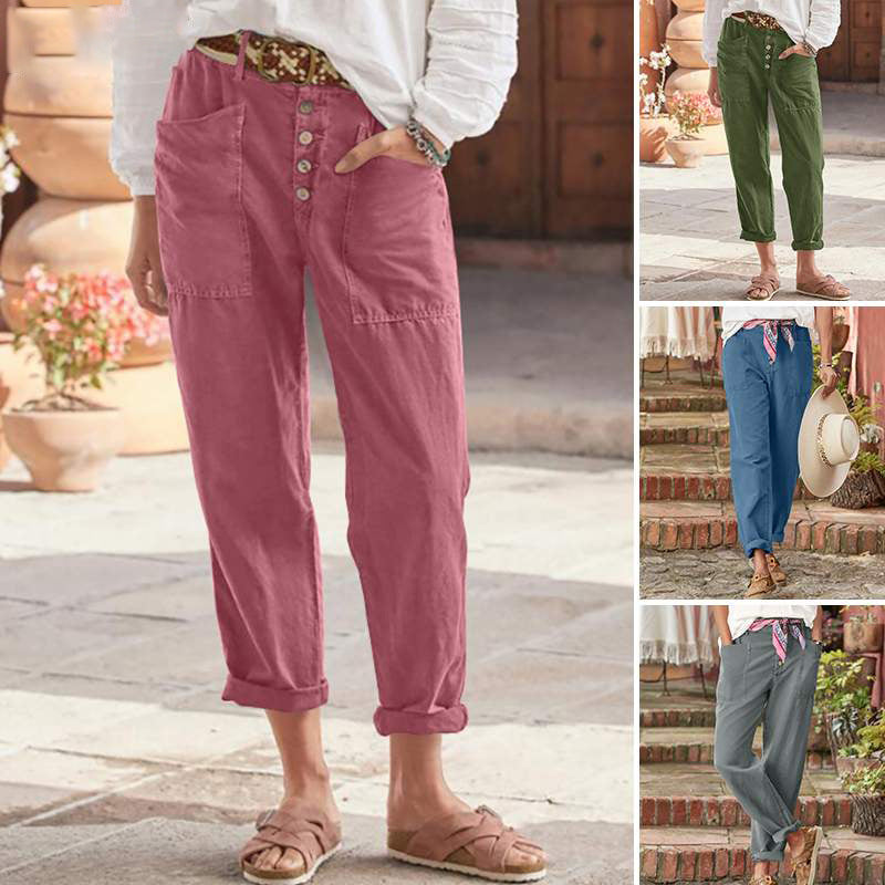 Ligne™ | Pantalon lin braguette boutonnée